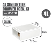 HOUZE - Single Tier Drawer Box Container | Storage Organizer | Storage Box | Storage Drawer - 4L | 7