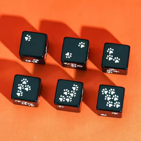 Cusdie 7Pcs Cat Claw D6/D20 Dice Cute Cubic 6 Sided Dice 16mm Standard Polyhedral Dice Set for Table