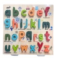 ของเล่นไม้ บล็อคไม้ ABC ตัวเลข 123 กระดานไม้หนา