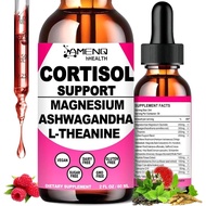 Cortisol Supplement Liquid Drops, 17-in-1 Cortisol Reducer w. Ksm-66 Ashwagandha Theanine Rhodiola R