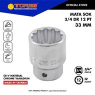 MATA TORA Socket Bit 33 mm 3/4 DR 12 PT - Shock Wrench Bit - Hand Socket - TAIWAN