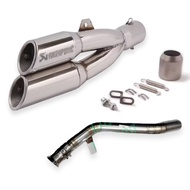 สลิปออน Kawasaki ZX25R วัสดุแสตนเลสเกรด304 + ปลายท่อ เอเค (AK) ท่อคู่ ฟรีจุกลดเสียง มีสีให้เลือก