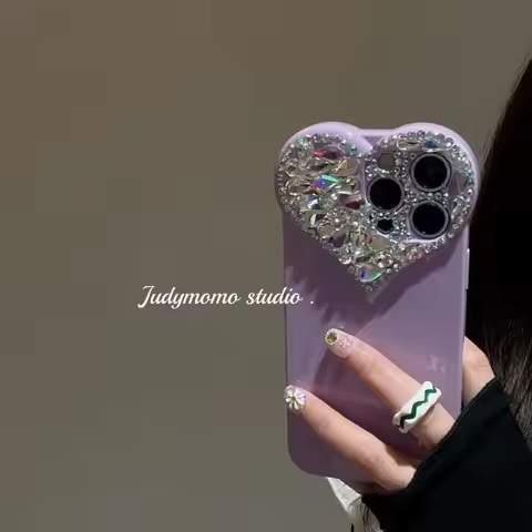 For iPhone 16 17 Air 15 Pro Max 14 Plus 13 Mini 12 Pro 11 7 8 SE2 SE3 Candy Blink 3D Diamond Heart S
