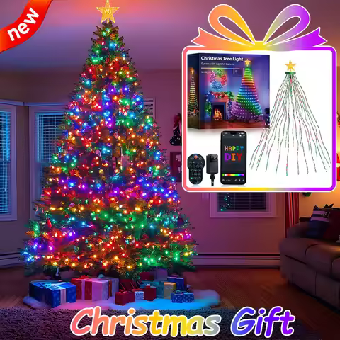 2025 Christmas Gifts 1.8m/5.9ft 400LEDs Christmas Tree String Lights Color Changing Indoor Decor Lig