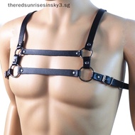 &lt; T3SG&gt; Men's Faux Leather Chest Harness Buckles Bondage Clubwear Costume Black **