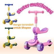 3-Wheel Children's Scooter 2-in-1 Foldable Scooter Suitable for children aged 2-12 years with Lights