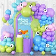 129pcs Monster Balloons Arch Garland Kit, Monster Cartoon Inc Balloons Party Decorations, Purple Gre