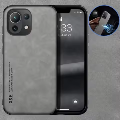 For Xiaomi 11 Lite Case Leather Car Magnetic Holder Phone Cases for Xiomi Mi11 Xiaomi Mi 11 Lite NE 