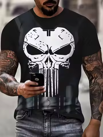 MARVEL Men's Punisher Skull Graphic T-Shirt Comic Fans T Shirt