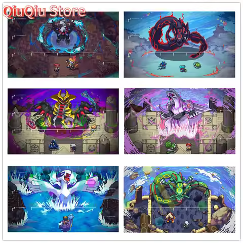 60x35x0.2cm Anime Pokemon Game PTCG Accessory Card PlayMat Retro GB Pixel Series Giratina Rayquaza L