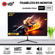 YGT 25 Inch Gaming Monitor 100HZ 1920*1080 FHD Framless Flat Computer Led Monitor For PC Laptop