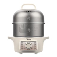 Syllere - 美的蒸蛋器 多功能小型蒸蛋器 煮蛋器MZ-ZDE16T72 自動斷電 雙層家用電蒸鍋 迷你早餐機 蒸蛋器 煮蛋神器 快速早餐機 小型蒸煮鍋 懶人料理 平行進口