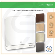 Schneider 32A 1 Gang Double Pole Switch with LED