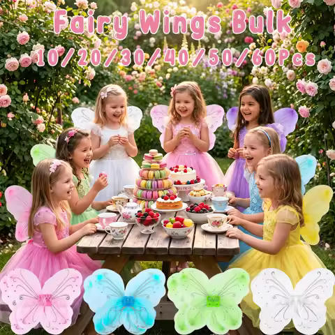 Butterfly Wings for Kids 10-60Pcs Butterfly Wings for Kids Fairy Wings Bluk Elastic Straps Wings Cos