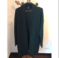 (含運費) UNIQLO長版 針織外套 墨綠色 大衣