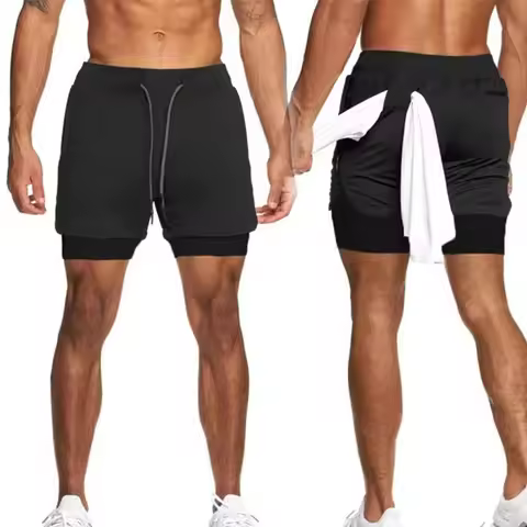 2025New Men Running Shorts Gym Sports Shorts 2 In 1 Quick Dry Workout Training Gym Fitness Jogging S