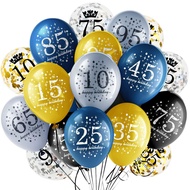 Happy Birthday Party Wedding Anniversary Decoration Balloon Black Gold 15 25 35 45 55 Number Rubber 