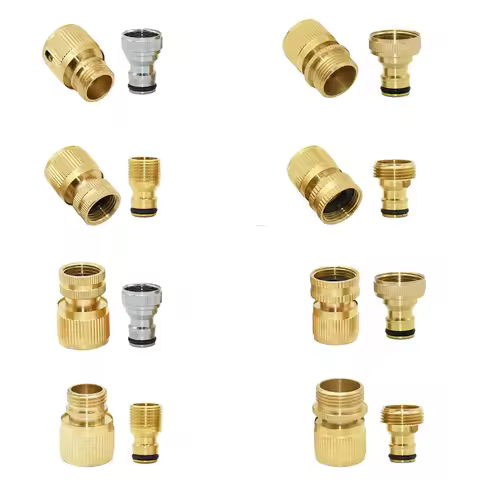 Brass 1/2" 3/4 Inch Thread Quick Connector Kit Copper Garden Irrigation Coupler Faucet Adapter Water