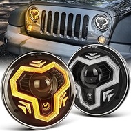 7 Inch LED Headlights, 1000% Bright Anti-glare H6024 Assemblies with DRL Turn Signal Hi/Lo Beam Comp