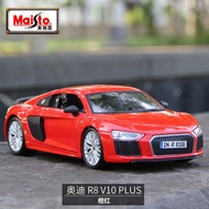โมเดลรถยนต์อัลลอย Maisto Audi R8V10 plus ขนาด 124 ของเล่นสะสมจำลองรถแข่งสำหรับเด็กอายุ 14 ปีขึ้นไป ท