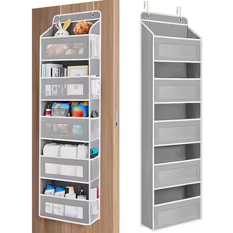 5-Shelf Hanging Storage Organizer - Behind Door, Anti-Tilt, 5 Large Capacity Pockets, Suitable for B