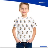 Ancol Dufan Children's T-Shirt Full Print White - Children's T-Shirt Full of Dufan Character Images 