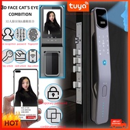 YAKONI 3D Face Identify Smart Door Lock WiFi Tuya Digital Lock Cat' Eye Face Recognition/Fingerprint/Password Unlock Door Lock面部解锁