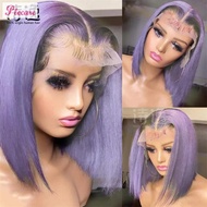Wig Rambut Bob Pendek 13x4 100% Asli Warna Ungu Untuk Wanita