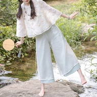 1667 people collect 2025 new Chinese style retro two-piece set for women's daily sense Zen suit two-