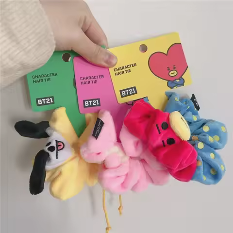 BT21 cartoon cute plush hair tie Kawaii BTS merchandise for girls hair band hair accessory anime mer