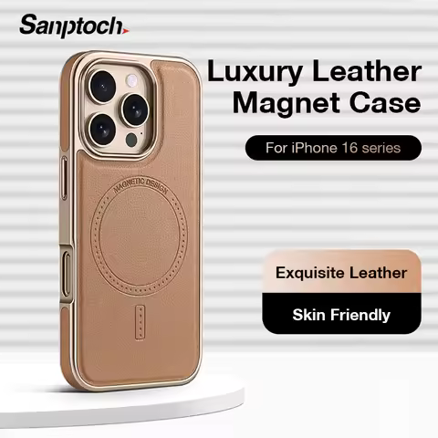 Luxury Leather Magnetic Phone Case For iPhone 13 14 15 16 17 Pro Max Matte Skin-friendly Military Sh