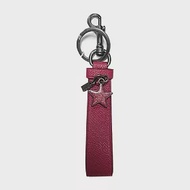 COACH 素色皮革鑰匙圈/吊飾-桃紅