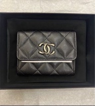 減價❣️Chanel 23s 鑽扣 雙層 卡包 cardholder Wallet double XL CF classic Flap 黑金 荔枝牛皮 銀包 錢包 26c 26p 26s card h