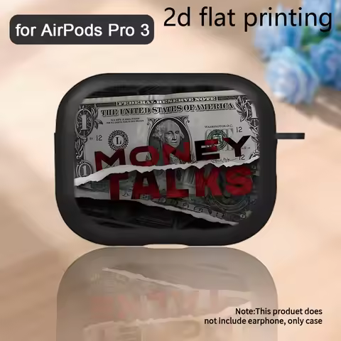 Vintage Torn Dollar Bill Black Earphone Case For AirPods 4/3/2/1 Earbuds Case For AirPods Pro 3/Pro 