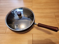 28cm 傳统鍛造大肚深型煎鍋 附鋼化玻璃蓋