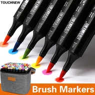 Touchnew Brush Markers Set Oil Soft Brush Pens Markers Drawing Sketch Marker Art Supplies for Artist School Stationary