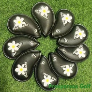 GOLF Iron Cover Sunflower Embroidered Iron GOLF Protective Cover Lychee Pattern Club Cap Cover 9pcs 