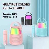 Y1 Family KTV Speaker Portable Wireless Bluetooth Super Bass Speaker Karaoke with Microphone RGB Lig