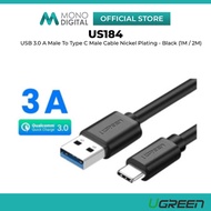UGREEN US184 USB 3.0 A Male To Type C USB C Male Cable Nickel Plating 3A Max Cable Type C - Black ( 