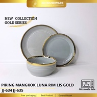 Grey Luna Rim List Gold Ceramic Premium Unique Multipurpose Hotelware JJ634 JJ635