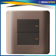 SCHNEIDER DOUBLE SWITCH 2 GANG 1 WAY ZENCELO SILVER BRONZE SERIES/