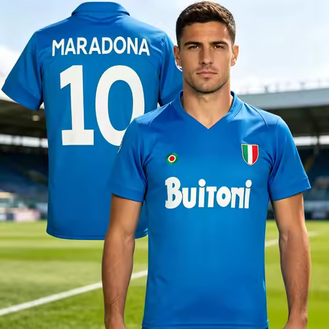 Naples Napoli Maradona Retro Polo Collar Football Jersey, Unisex Mesh Breathable Football Jersey, ou