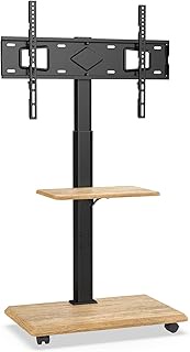Delphos Mobile TV Stand Rollable with Wooden Base, TV Stand for 32-70 Inch TVs up to 45 kg, Height A