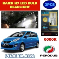 Perodua ALZA LED Headlight H7 Kaier 1 Pair 6000K WHITE Bright Putih Bulb Car Headlight Headlmap LED 