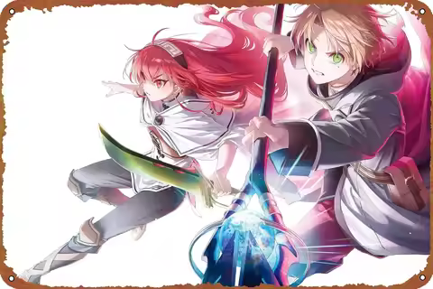 Mushoku Tensei: Jobless Reincarnation Eris Boreas Greyrat Rudeus Greyrat Metal Tin Sign Wall Decor F