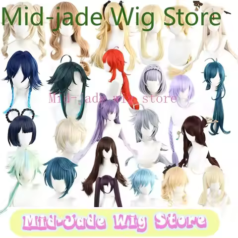 Mid-jade Wig Store Genshin Impact Cosplay Wigs Zither Amber Lisa Kay Yadi Luke Wendy Mona Empty Scre