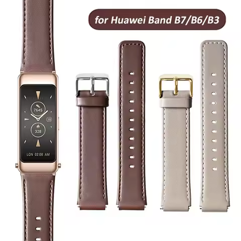 Genuine Leather Watch Strap for 16mm Huawei Band B7/B6/B3 Smart Watchband Men Women Quick Release Sp