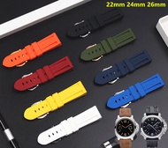 Suitable for Panerai PAM Fat Sea Silicone Rubber Watch Strap 22/24/26mm Orange Red Black Army Green Blue Yellow White