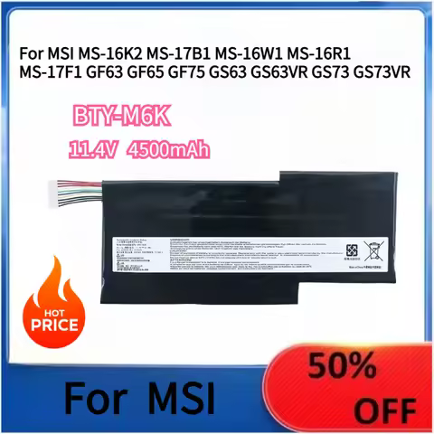New Laptop Battery BTY-M6K For MSI MS-16K2 MS-17B1 MS-16W1 MS-16R1 MS-17F1 GF63 GF65 GF75 GS63 GS63V