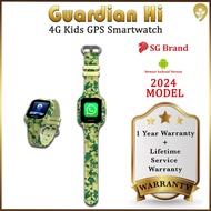 Guardian Hi 4G Kids GPS Smart Watch Singapore Brand - WhatsApp Model + Custom App Store (2024 Camo Green)